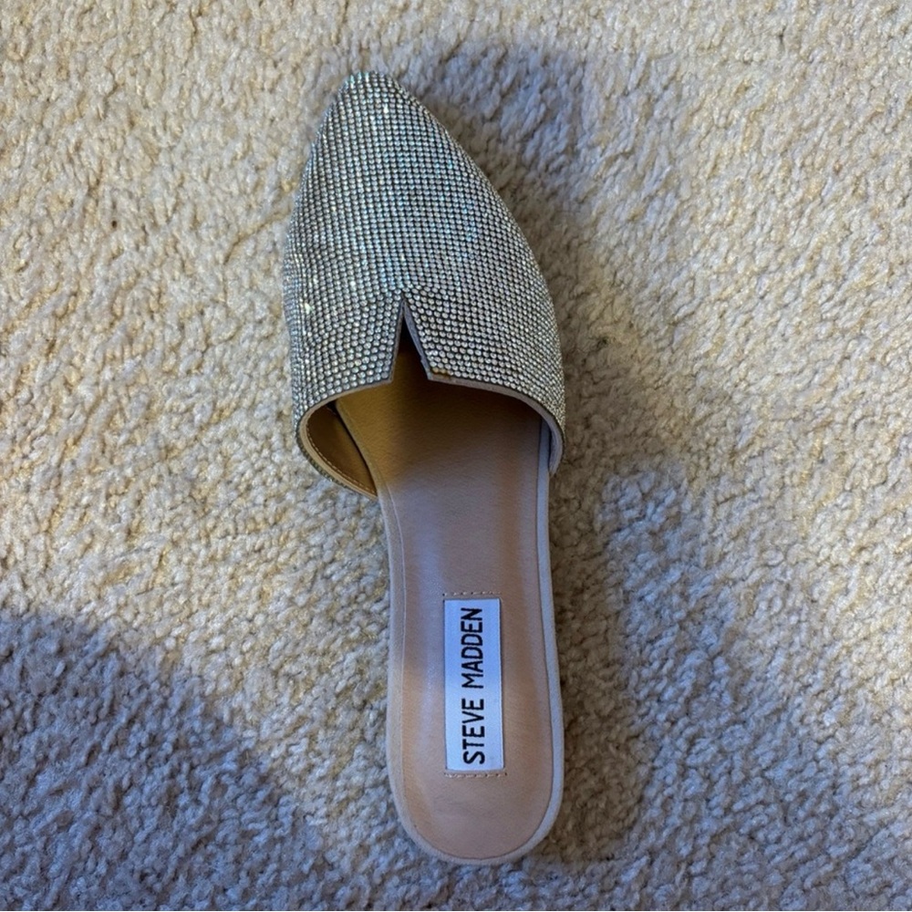 Steve Madden Glittering Silver Slip-On Mule